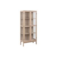 Vitrine en chêne blanchi et verre 2 portes l80-Verre-Marron-Hellin