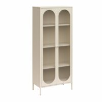 Vitrine haute avec 2 portes vitrées en métal crème-Métal-Marron-Dorel Home