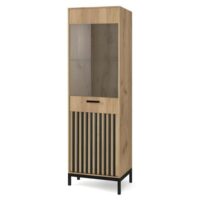 Vitrine noire et bois avec tasseaux-Bois-Marron-MSO