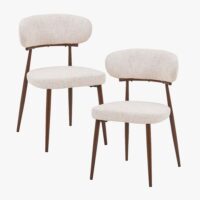 Zoelia lot de 2 chaises en tissu beige pieds couleur bois foncé-Tissu-Beige-MOBILIER DECO 